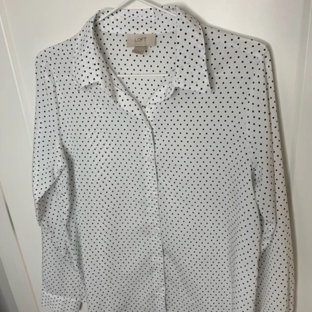 Loft Polka Dot Button Down Blouse
